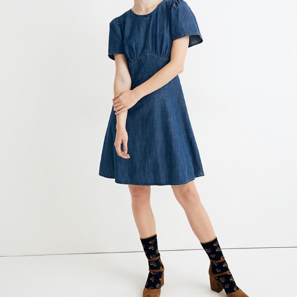 Denim Fit-and-Flare Dress